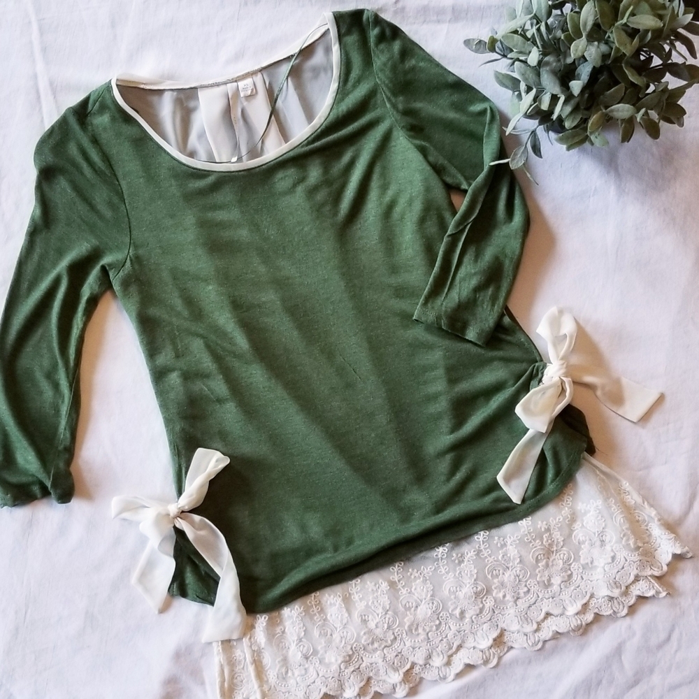 LC Lauren Conrad green tunic top w/ lace skirt
